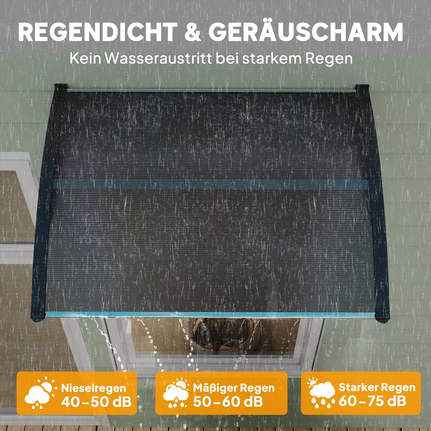 Stogelis, lauko durų stogelis, uždangalas įėjimams ir langams, 100I x 75P x 23A cm, juodas