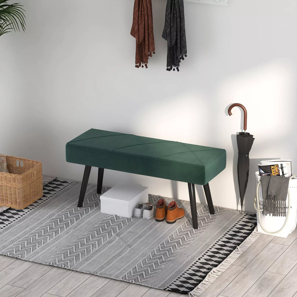Sėdimoji sofa, minkšta sofa, lovos sofa, aksomo išvaizda, 100 x 36 x 45 cm, žalia