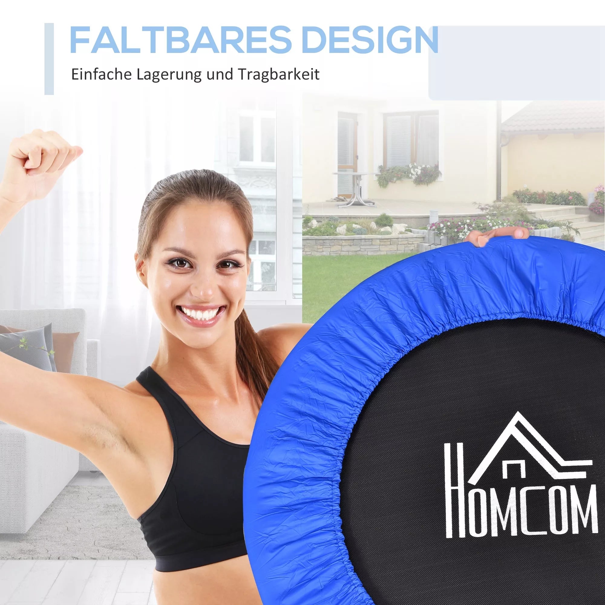 Fitness batutas Ø91 cm Mini batutas su neslystančiomis kojelėmis, atlaiko 100 kg svorį Ø91 x 22,5H cm Juodas+mėlynas
