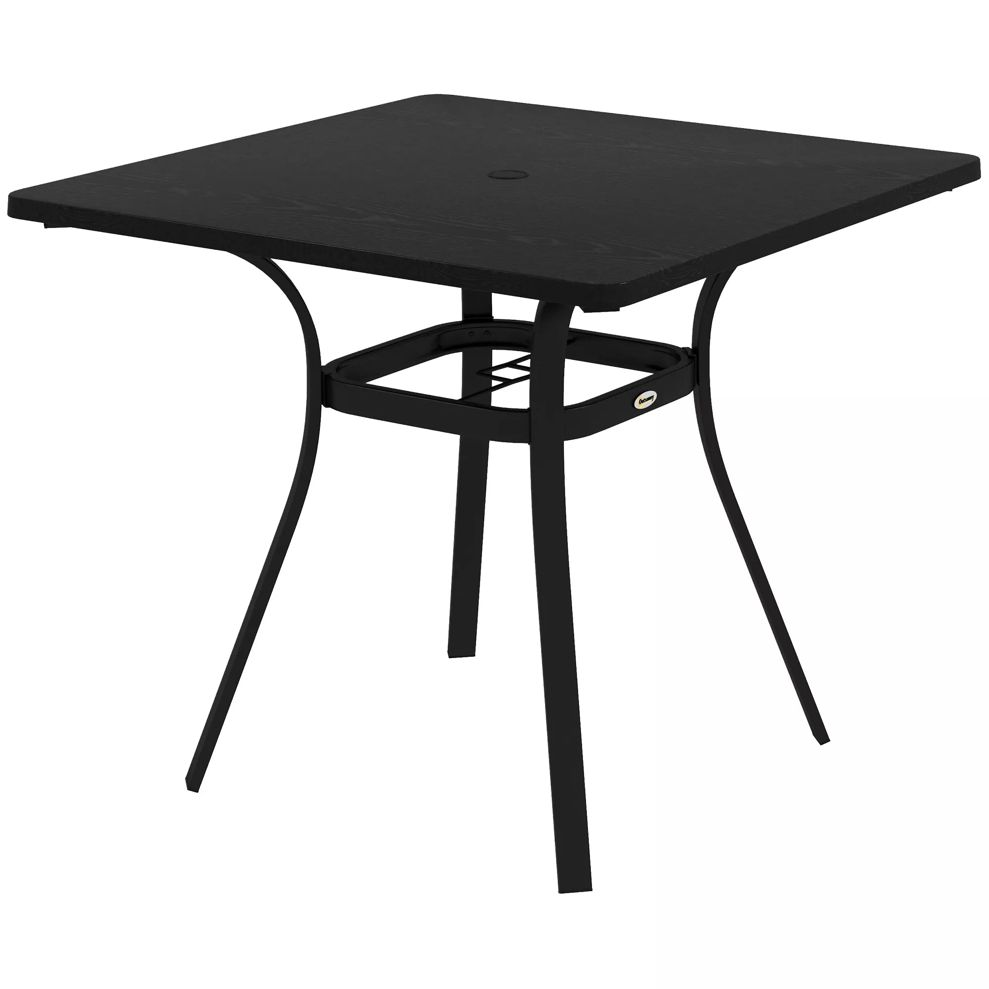 Lauko stalas 4 asmenims, plieninis rėmas, 80L x 80B x 72H cm, juodas