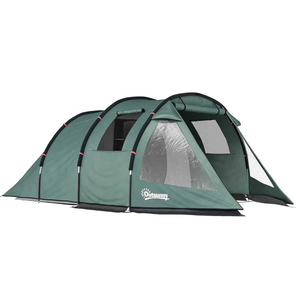 Kempingo palapinė su 2 kambariais, 3-4 asmenims, žalia 4,75 x 2,64 x 1,72 m