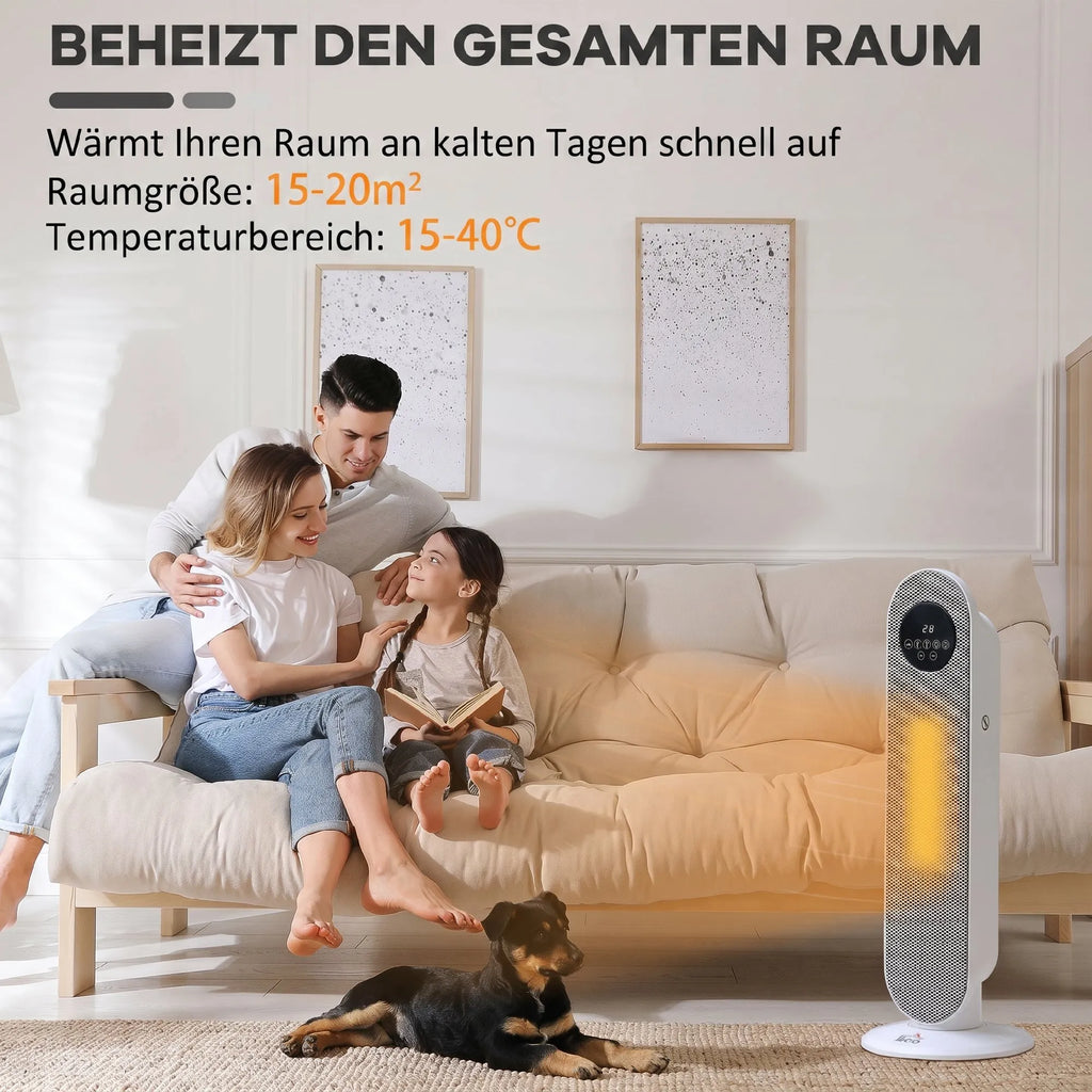 Keraminis šildytuvas su nuotolinio valdymo pulteliu, 2000 W, baltas