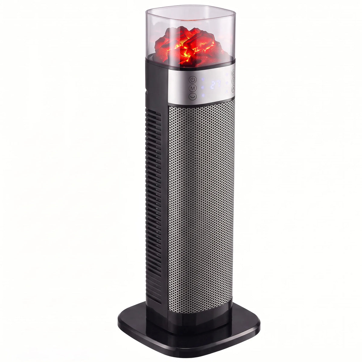 Keraminis šildytuvas su ventiliatoriumi, 2000 W, termostatu ir nuotolinio valdymo pultu, juodas