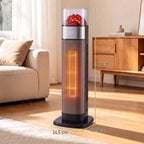 Šildytuvo matmenų schema: aukštis 67 cm, plotis ir gylis 24,5 cm