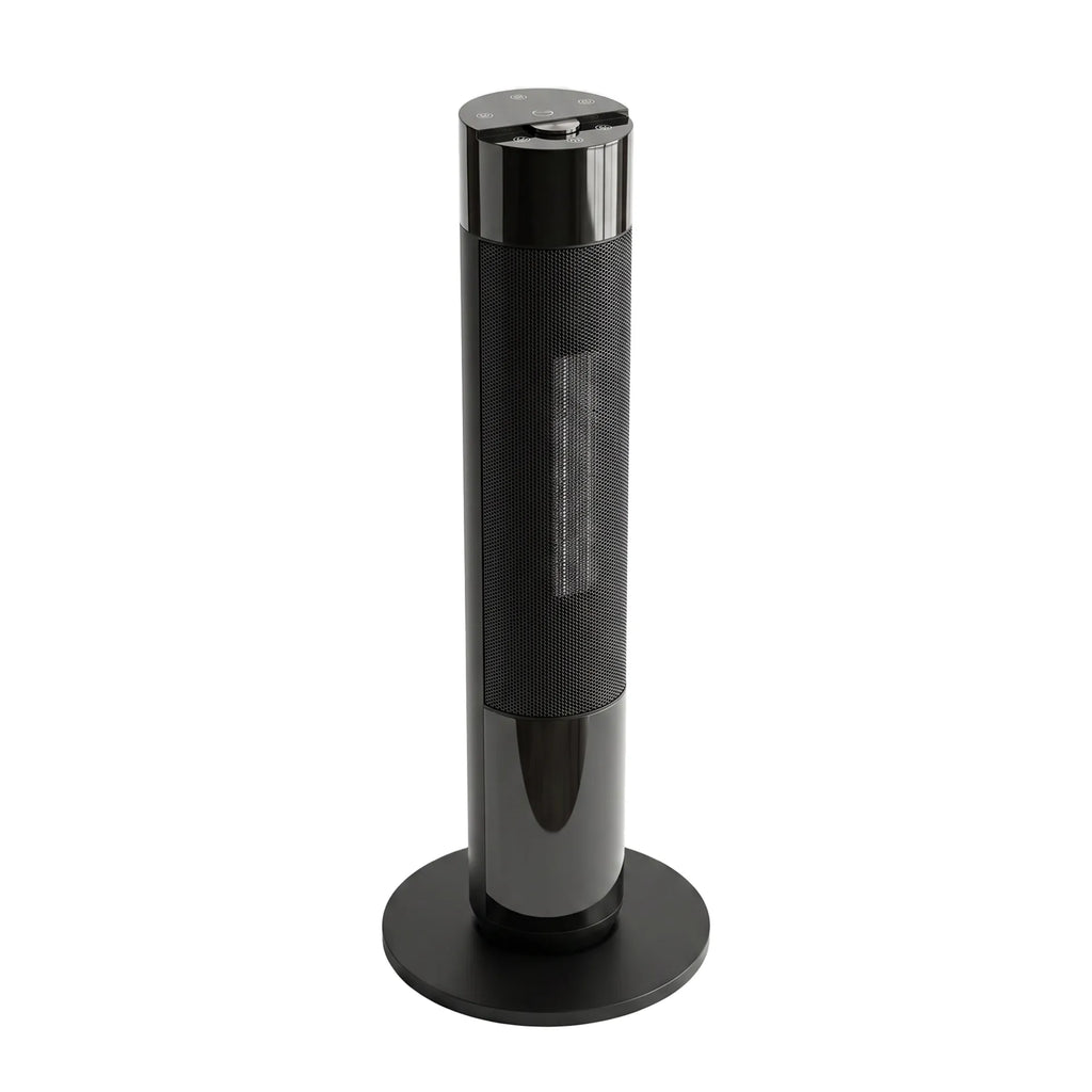 Keraminis šildytuvas-ventiliatorius, 2000 W, su termostatu, 3D liepsnos efektu ir nuotolinio valdymo pulteliu, juodas