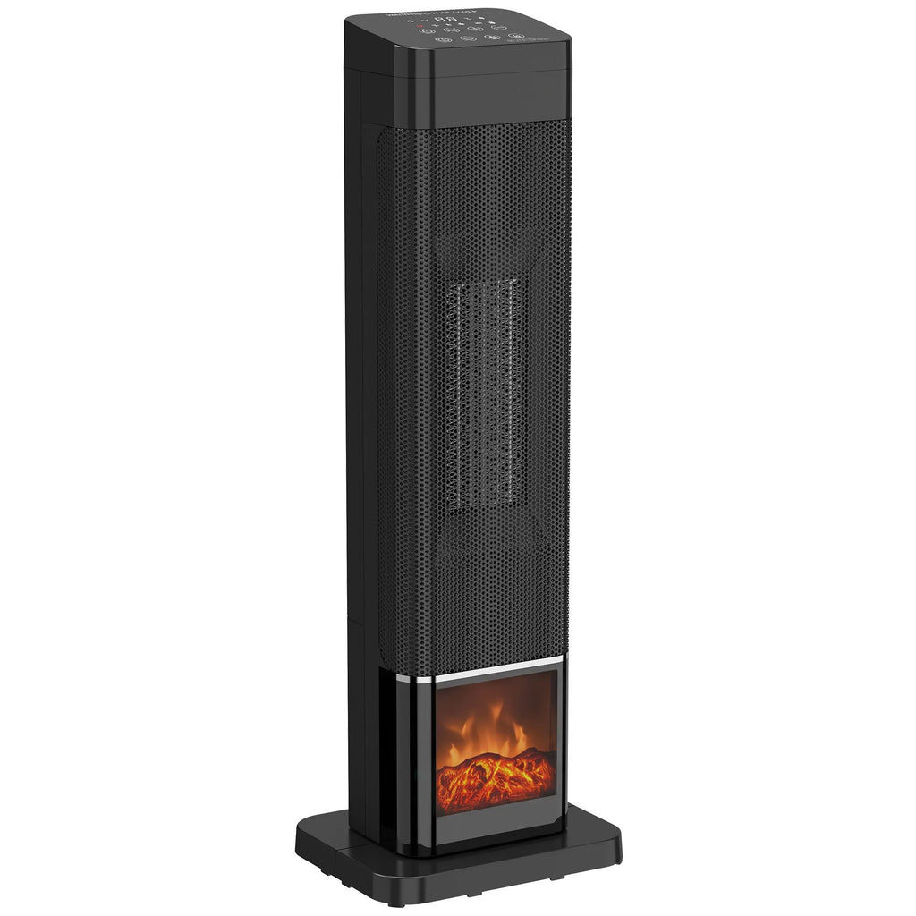 Keraminis ventiliatorinis šildytuvas, 2000 W, termostatas, liepsnos efektas, nuotolinis valdymas