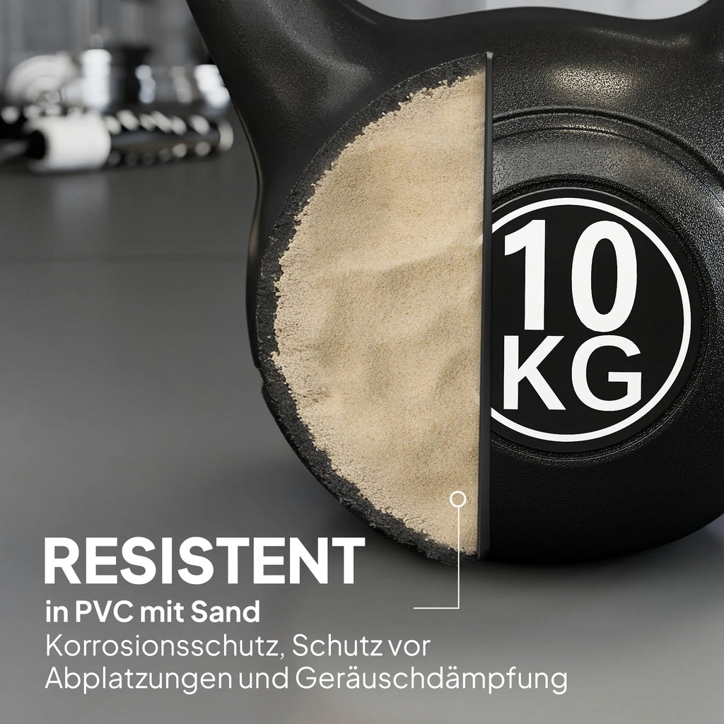 Keto hantelis 10 kg, juodas