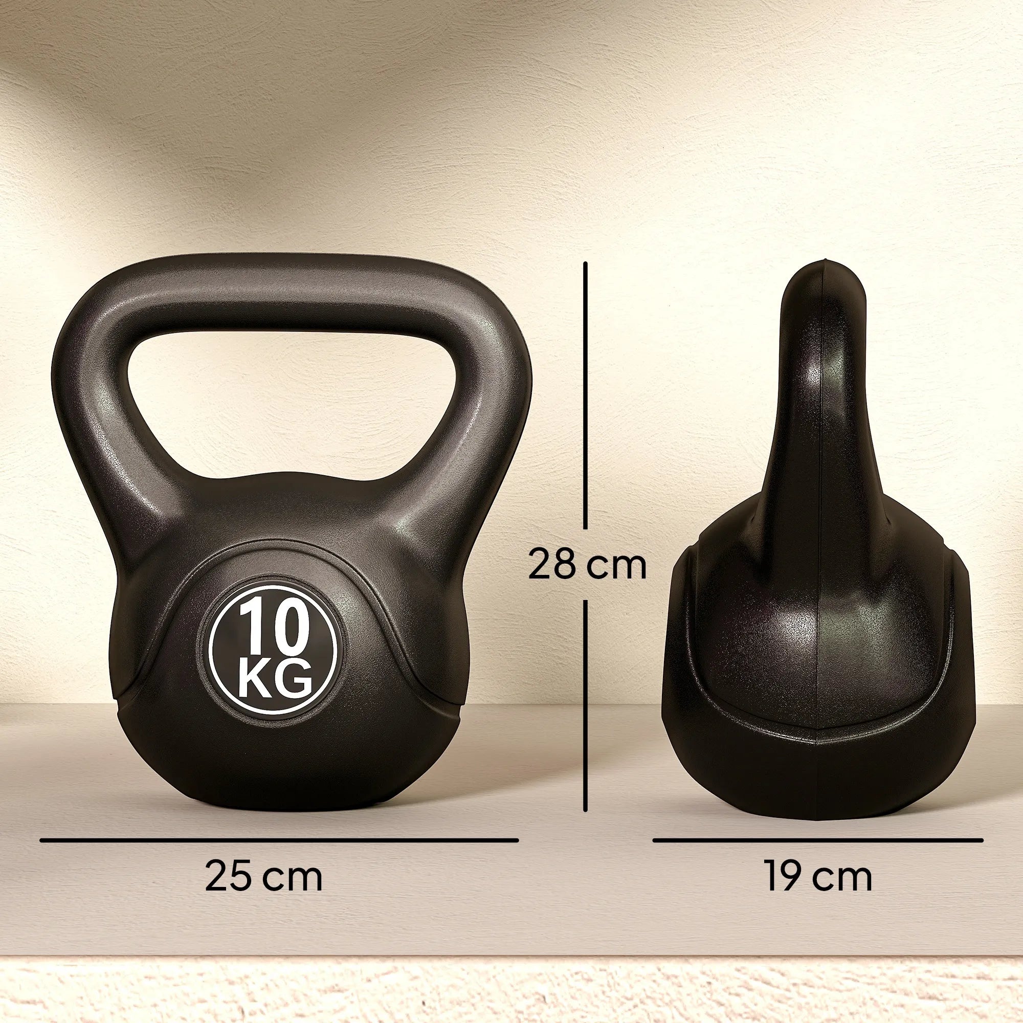 Keto hantelis 10 kg, juodas