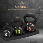 Kettlebell svarmenų rinkinys, 3 vnt. 2,2 kg/4,5 kg/6,8 kg, juodas