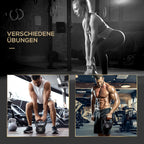 Koliažas su žmonėmis, atliekančiais pratimus su kettlebell svoriu