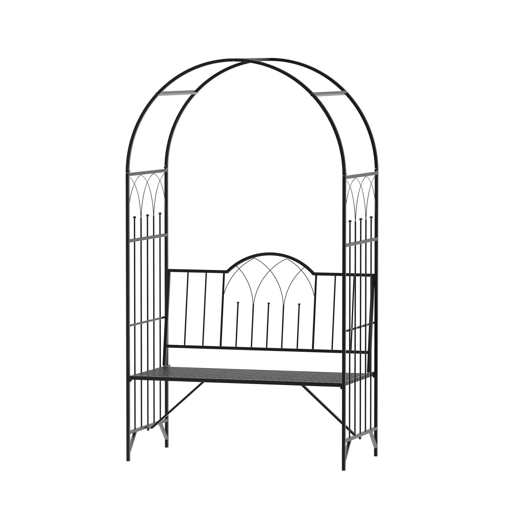 Rožių arkos su suoliuku Rožių suoliukas Pavėsinės suoliukas Filosofų suoliukas Rankgitter Rankhilfe Sodo suoliukas Metalo Juodas 115 x 59 x 203 cm