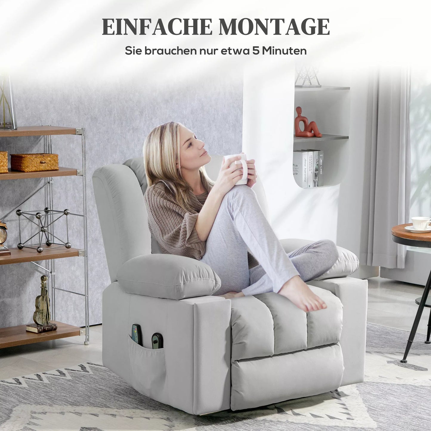 Elektrinis pakeliamas fotelis, minkštas, aksominis audinys, USB jungtys