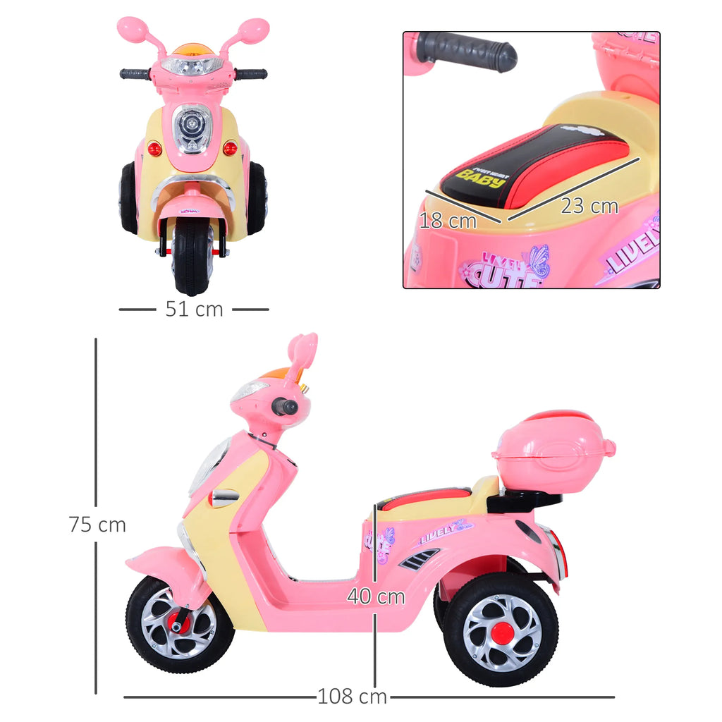Vaikiškas elektrinis motociklas, 3–5 metų vaikams, rožinis