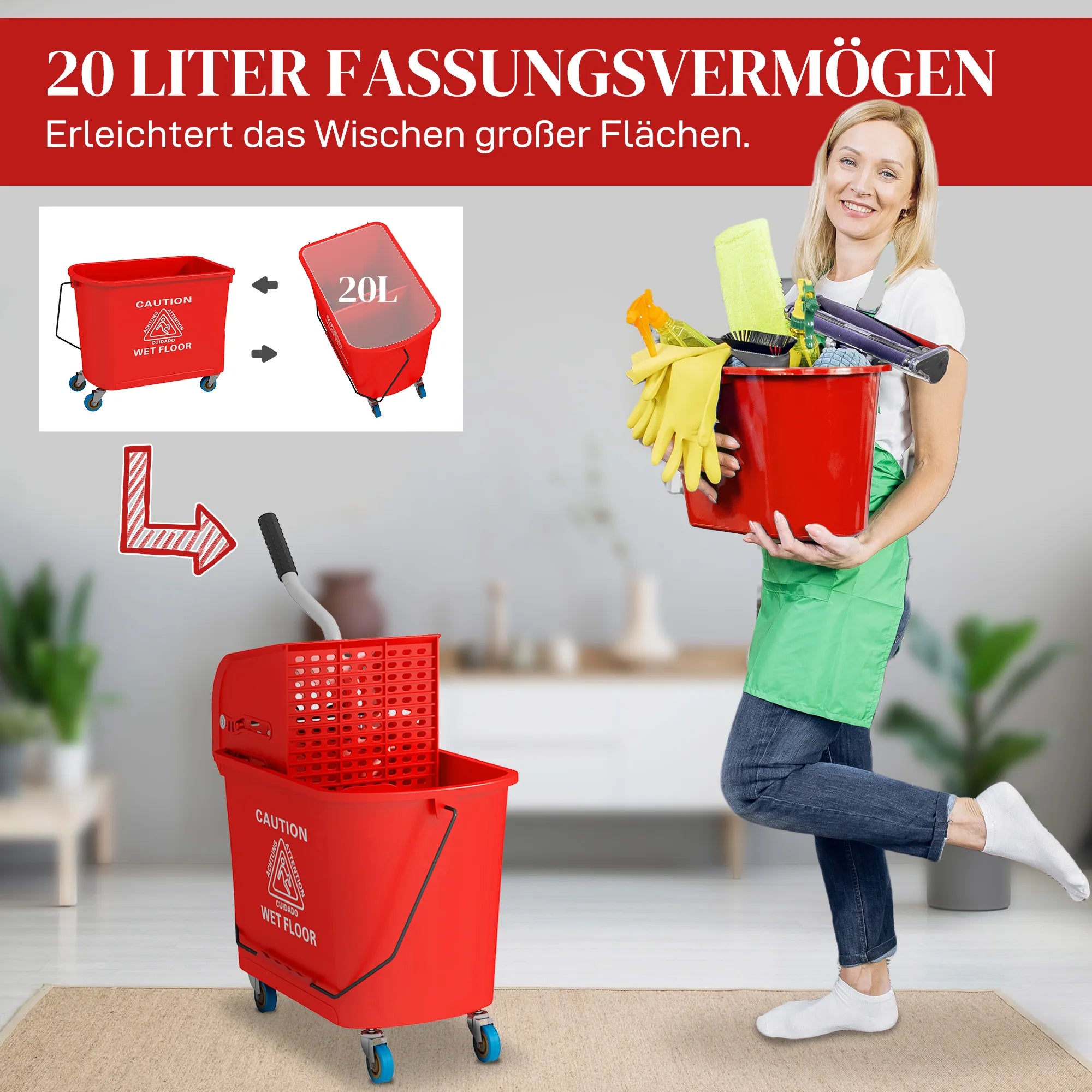 Kibiras su išgręžtuvu, 20 l, raudonas
