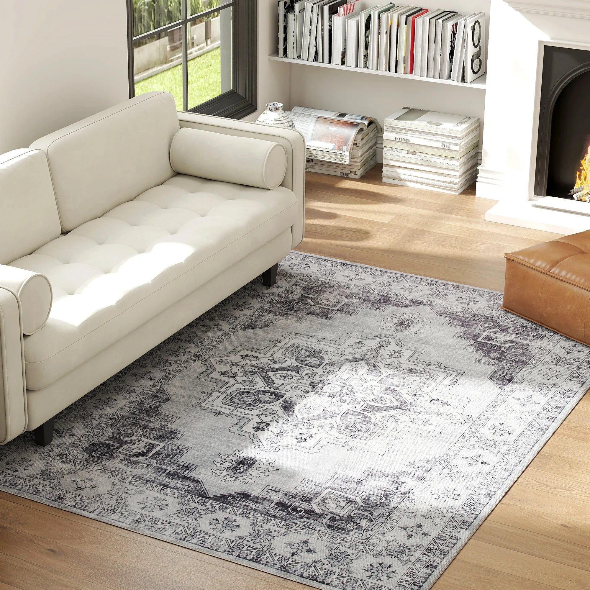 Kilimas plaunamas, neslystantis, flanelinis, 230 x 160 cm, pilkas