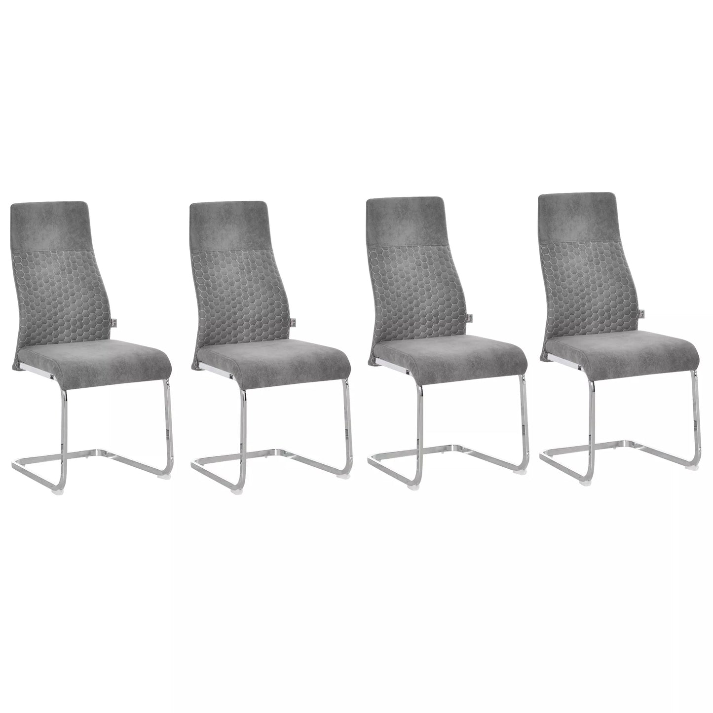 HOMCOM 4 vnt. rinkinys Svyruoklinės valgomojo kėdės 4 dalių virtuvės kėdės, mikropluoštas, 45 x 61 x 98 cm, pilkos