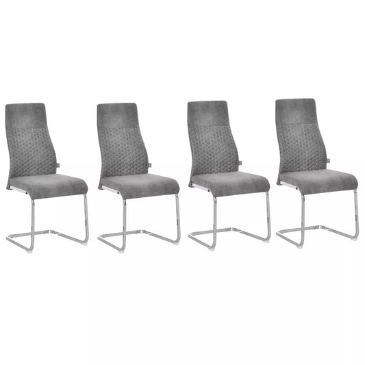 HOMCOM 4 vnt. rinkinys Svyruoklinės valgomojo kėdės 4 dalių virtuvės kėdės, mikropluoštas, 45 x 61 x 98 cm, pilkos