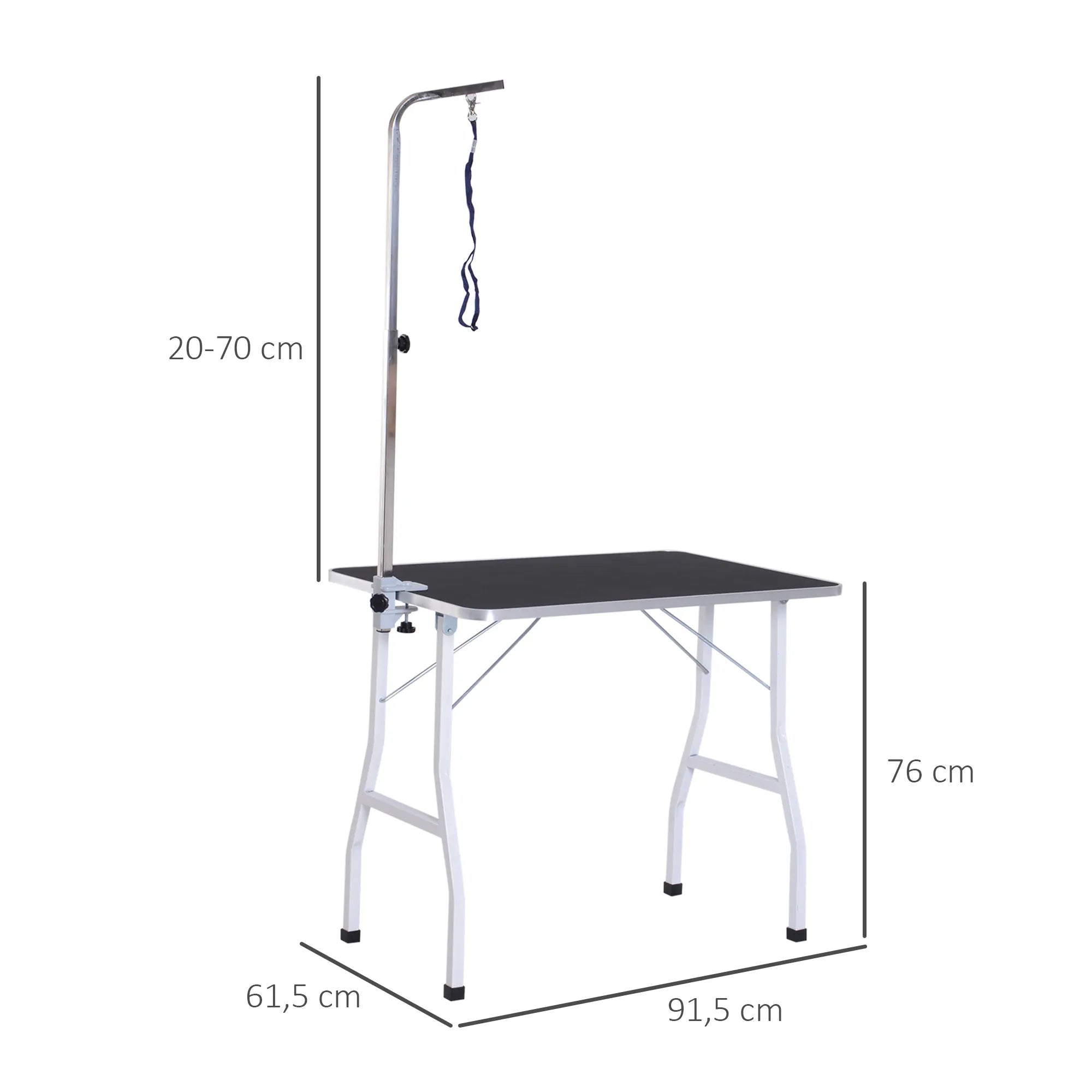 Kirpimo stalas gyvūnams, sulankstomas, su reguliuojama gerve, iki 150 kg, juodas