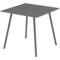 Sodo stalas, lauko valgomojo stalas 4 asmenims, plieninis rėmas, lengvai valomas, atsparus rūdims, 80 x 80 x 74 cm, pilkos spalvos