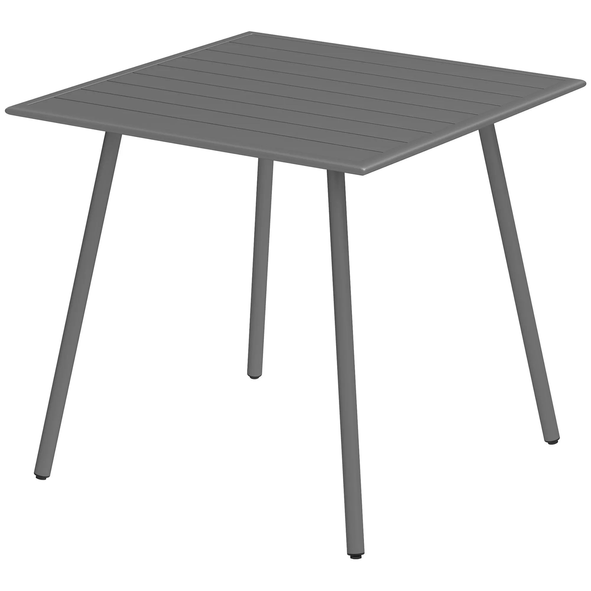 Sodo stalas, lauko valgomojo stalas 4 asmenims, plieninis rėmas, lengvai valomas, atsparus rūdims, 80 x 80 x 74 cm, pilkos spalvos