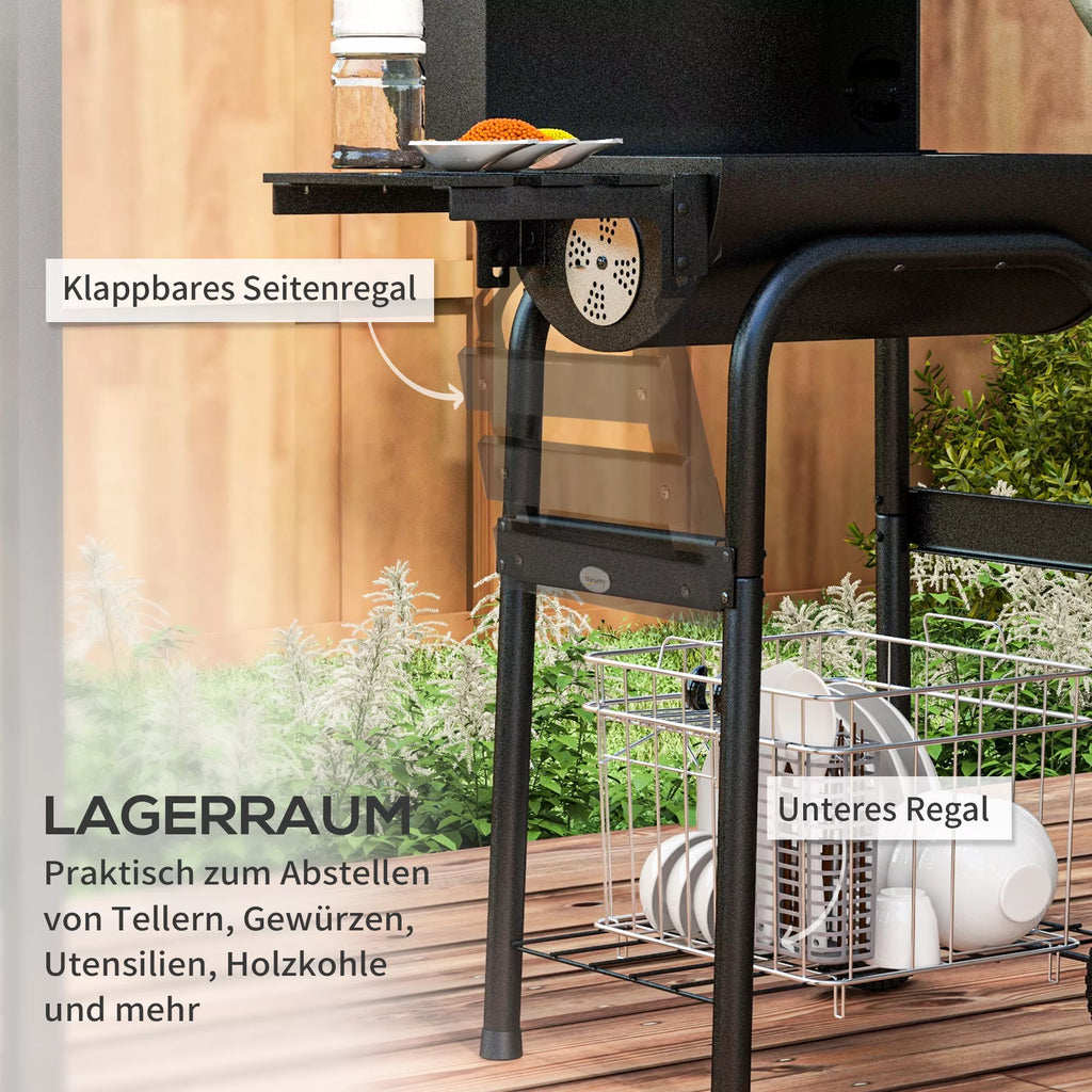 Anglies grilis Smoker BBQ-Grill, 1 lentynėlė, su termometru, 83 x 46,5 x 115 cm, juodas
