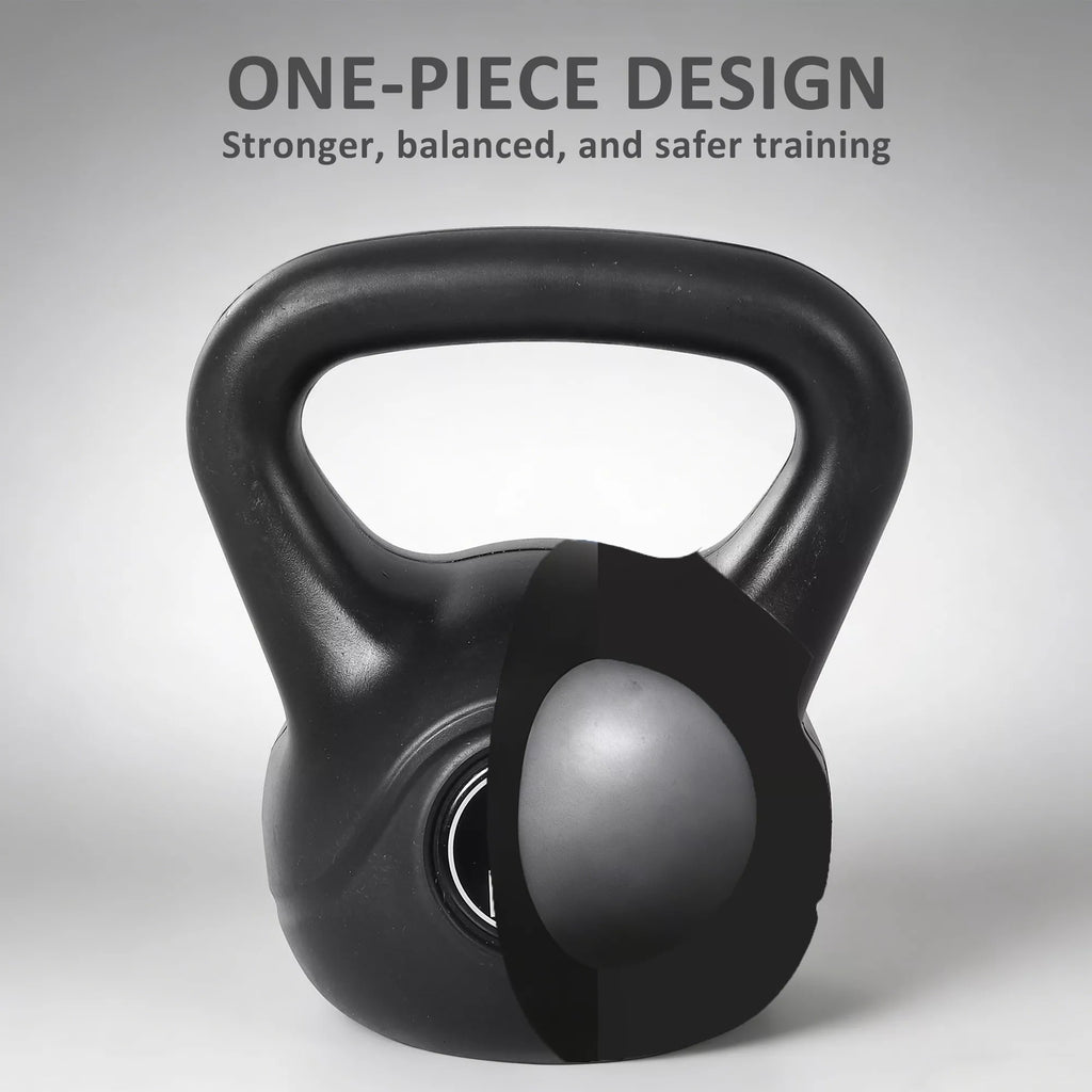 Kettlebell rutulinis hantelis 8 kg svorio hantelis, užpildytas smėliu, skirtas pradedantiesiems, juodos spalvos