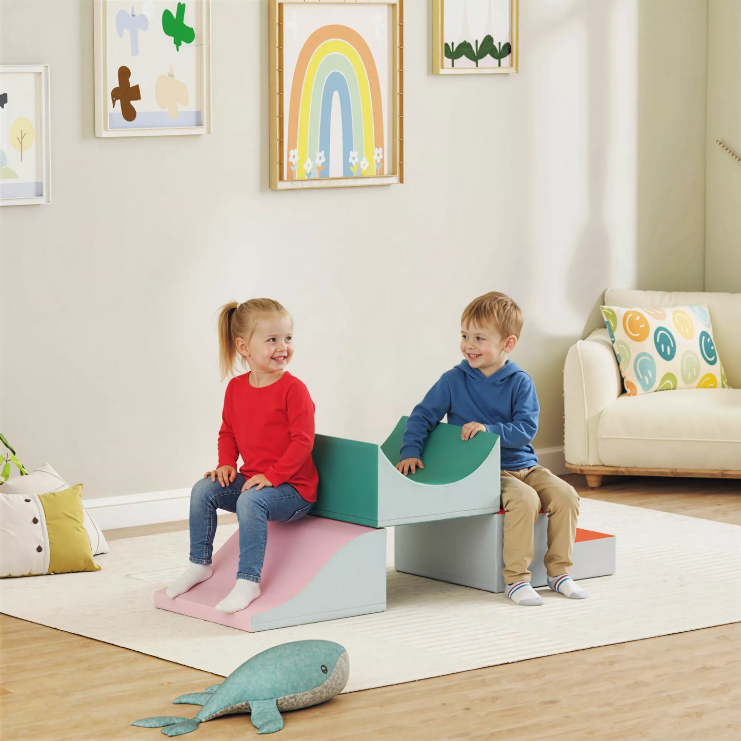 3 dalių laipioti ir ropinėti skirtas rinkinys mažiems vaikams, dirbtinė oda, putplastis, šviesiai pilkos spalvos