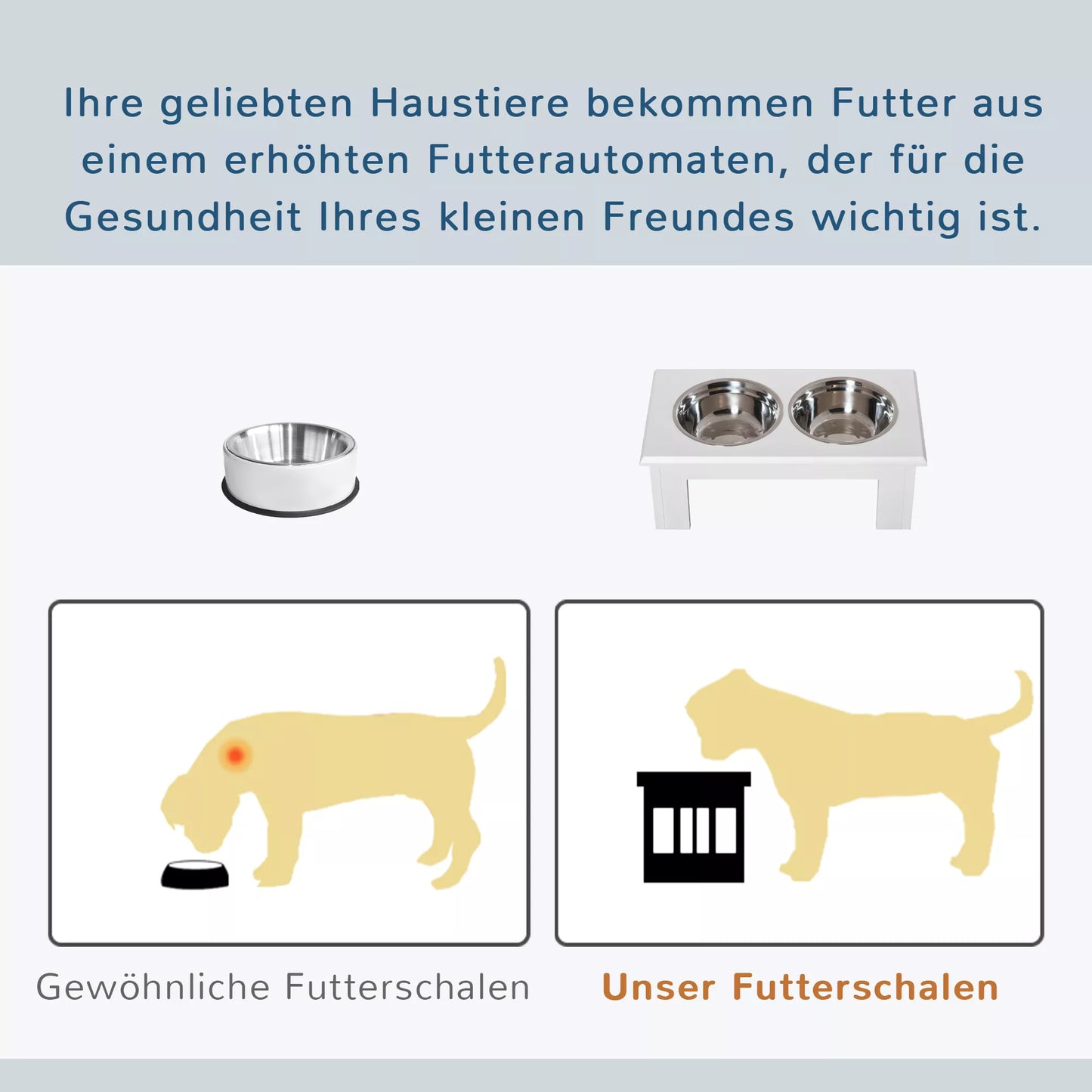 Šunų maitinimo stotis, neslidus, 58,4 x 30,5 x 25,4 cm, balta, 2 l talpos dubuo