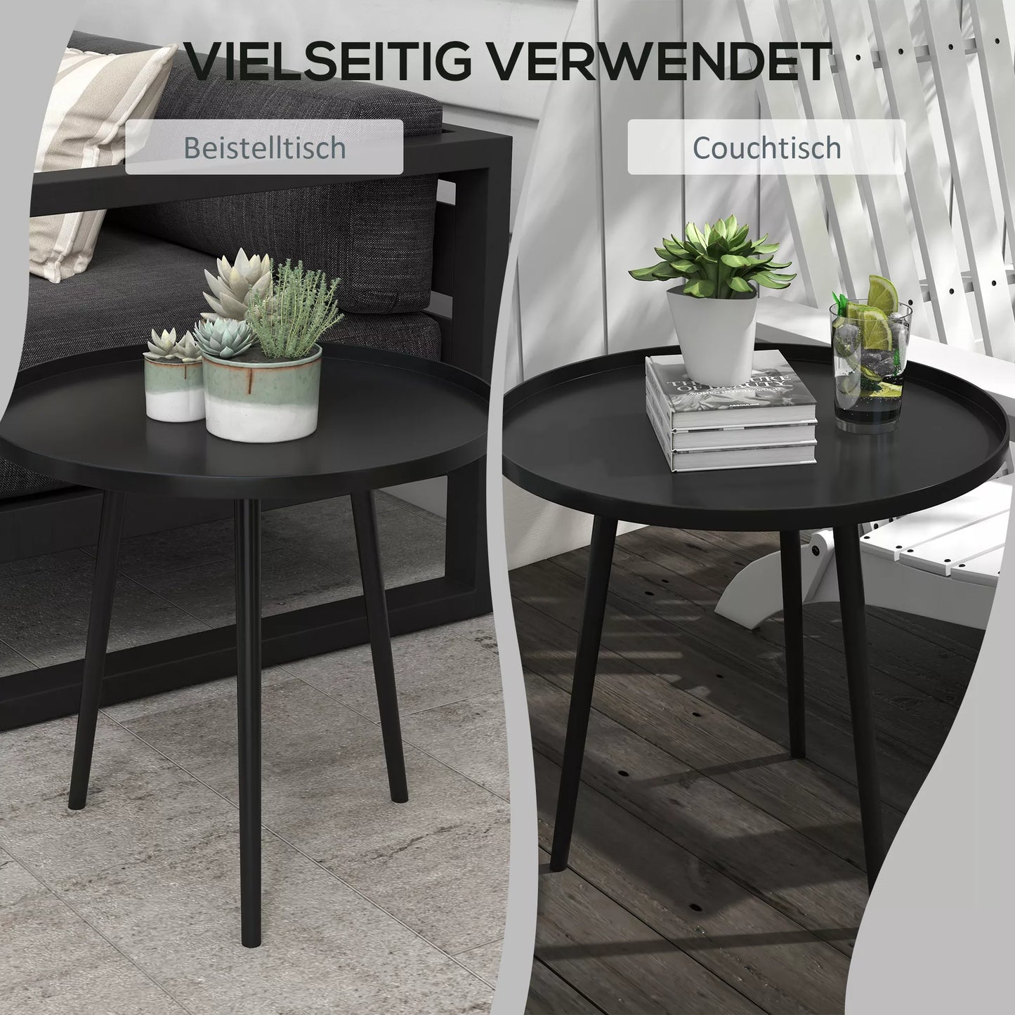 Lauko staliukas, sodo staliukas, apvalus terasos staliukas, plienas, Ф40 x 50Hcm, juodas