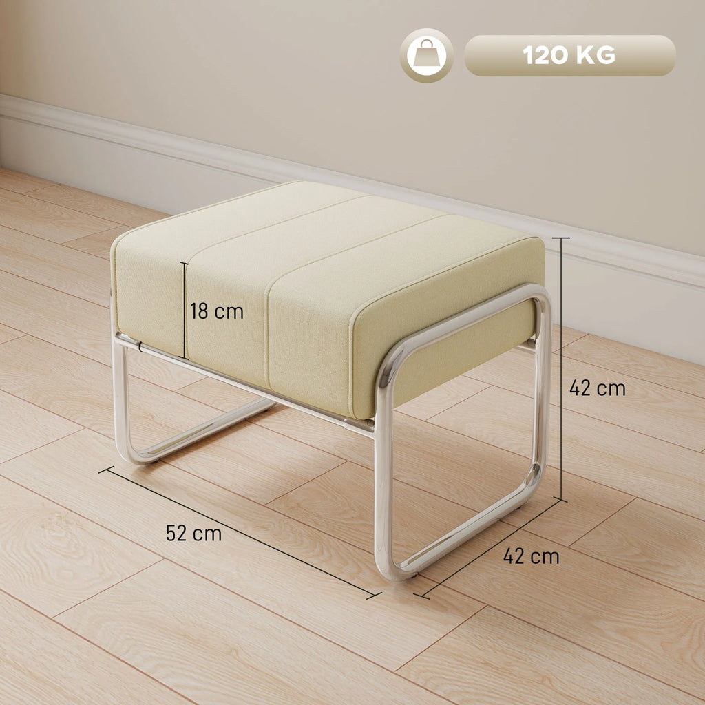 Kojų taburetė minkšta su plieninėmis kojelėmis, iki 120 kg, smėlio spalvos
