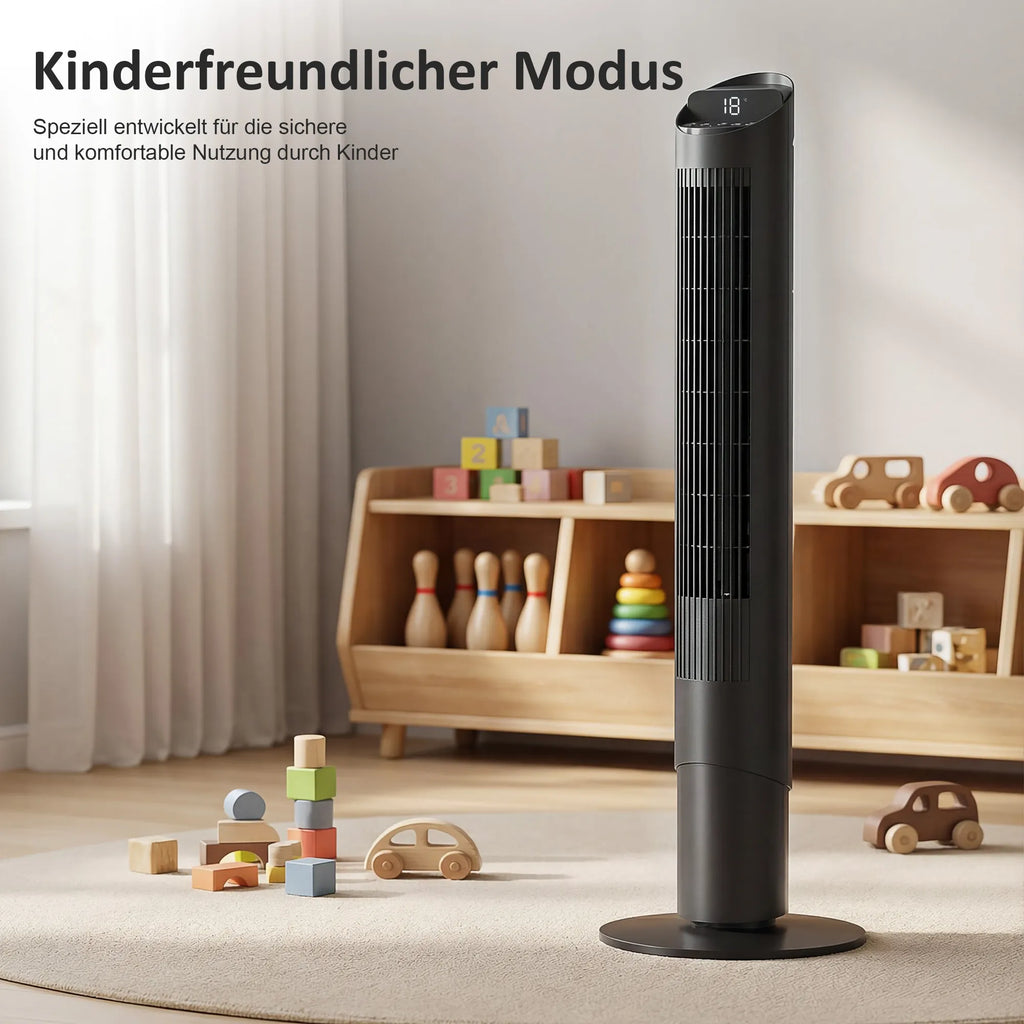 Koloninis ventiliatorius 116 cm, valdomas WiFi programėle, su nuotolinio valdymo pulteliu, 6 greičiai, 65° osciliacija
