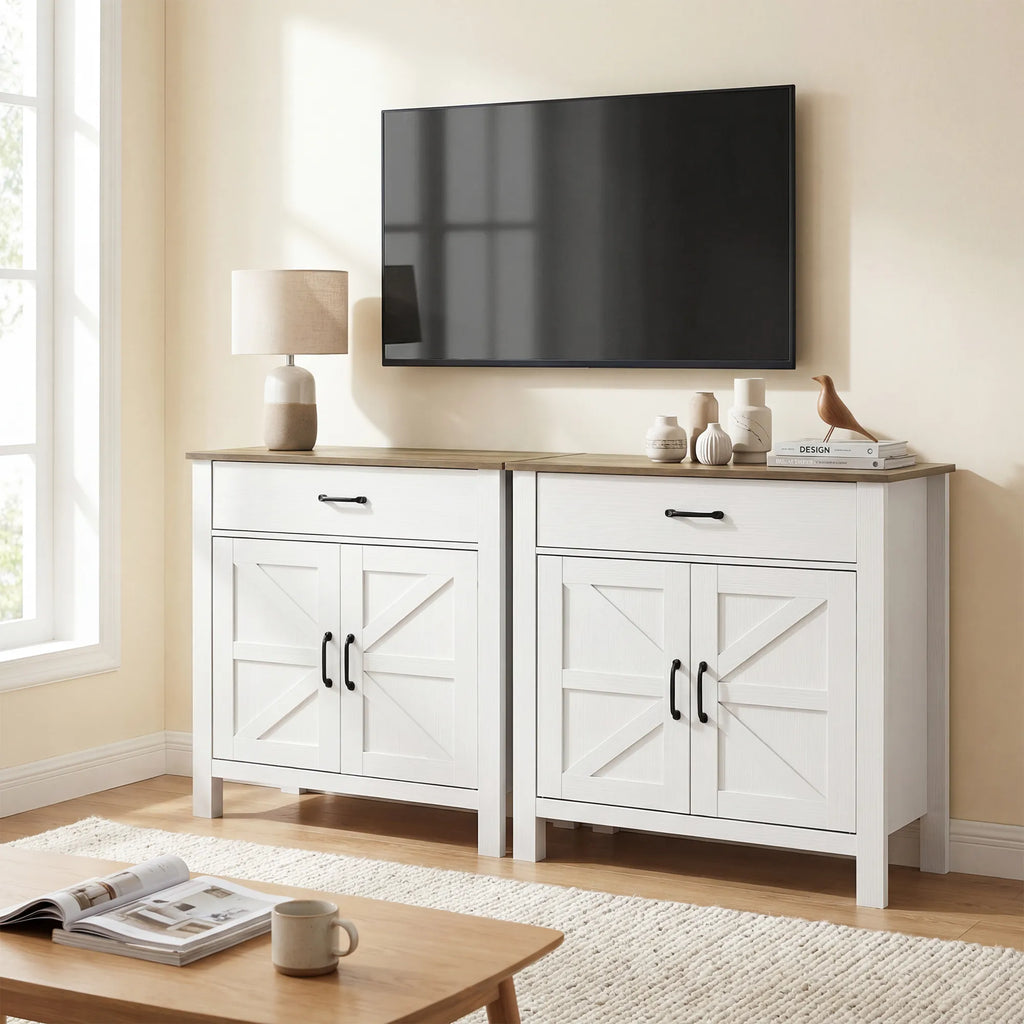 Komoda kaimiško stiliaus MDF plokštė 77x39x82 cm balta