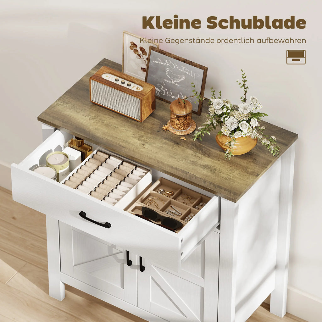 Komoda kaimiško stiliaus MDF plokštė 77x39x82 cm balta