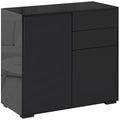 Komoda su 2 stalčiais ir 2 durelėmis, su apsauga nuo apvirtimo, 79 × 36 × 74 cm, juoda