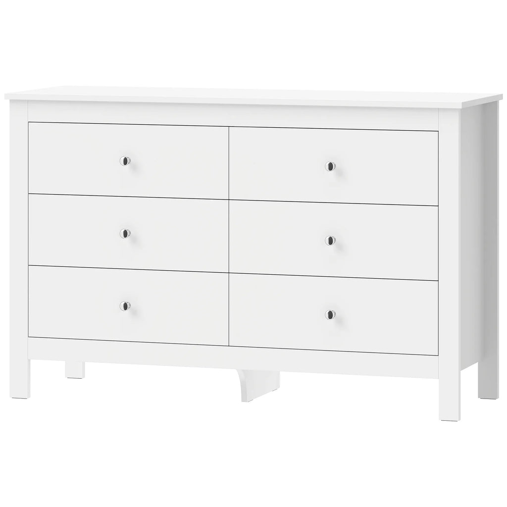 Komoda su 6 stalčiais, 118 × 39,5 × 75,5 cm, balta