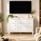 Komoda su 6 stalčiais, 118 × 39,5 × 75,5 cm, balta