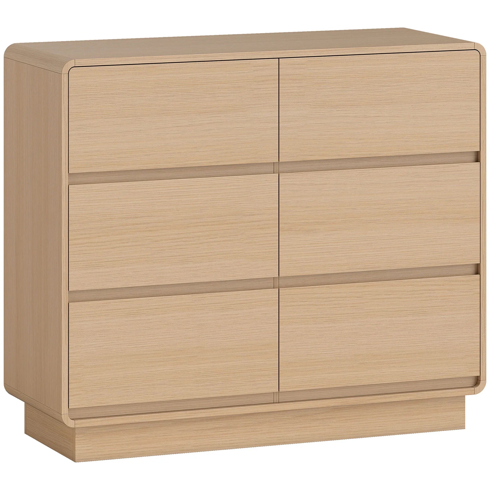 Komoda su 6 stalčių, 100 cm, natūralios medienos spalvos