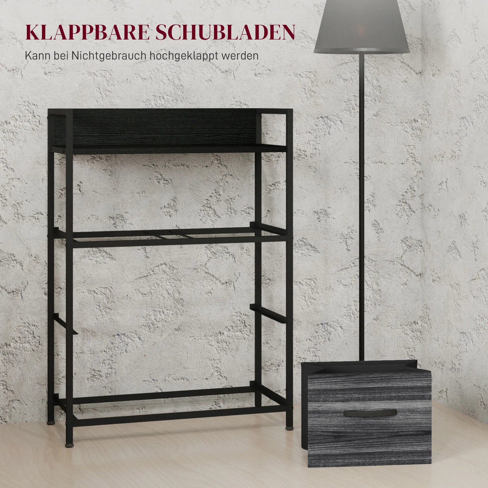 Komoda su stalčiais, industrinio stiliaus, 60x29x85 cm, juoda