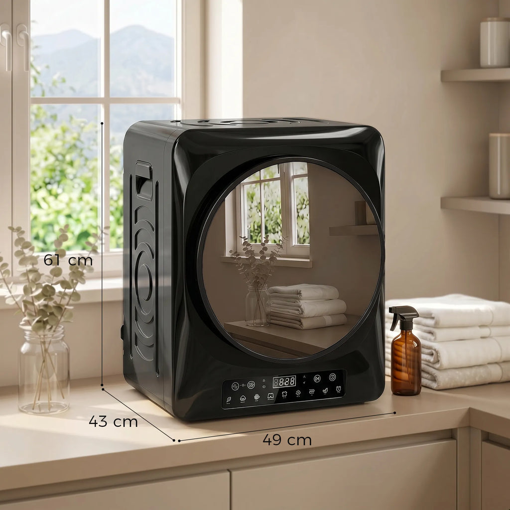 Kompaktinis džiovintuvas 1000 W su jutikliais 5 kg, juodas