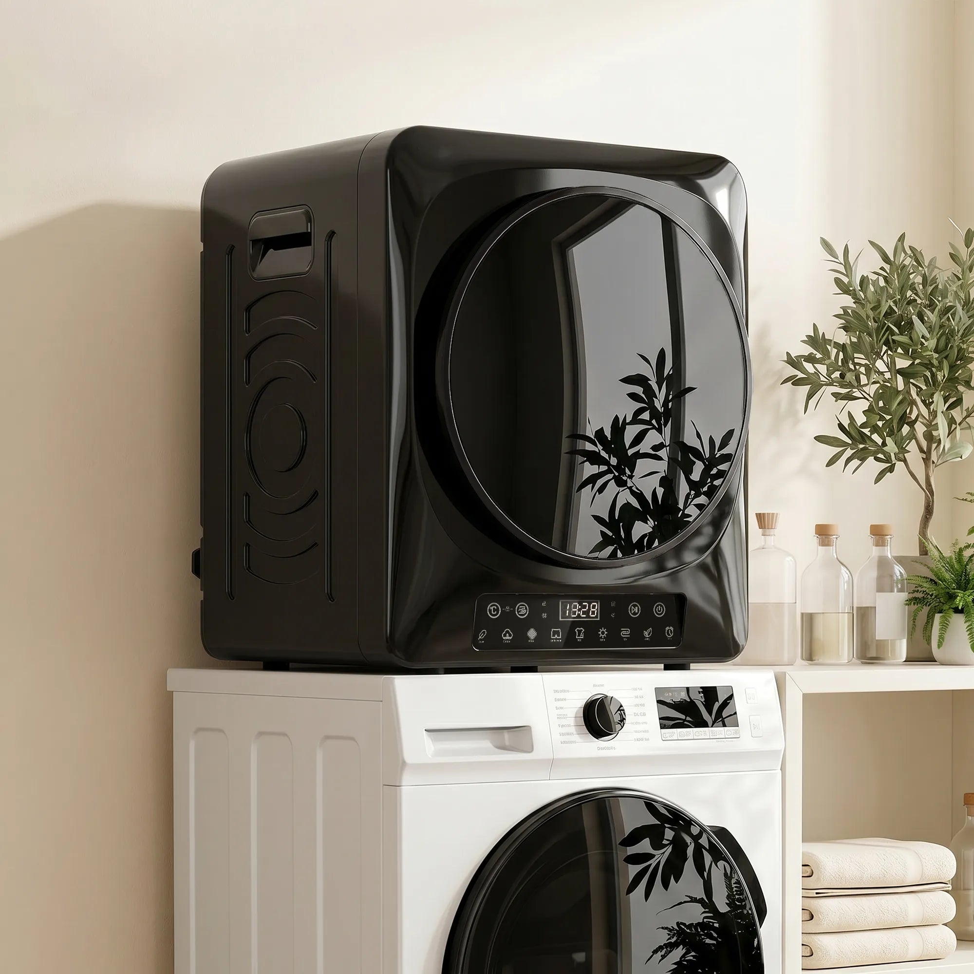 Kompaktinis džiovintuvas 1000 W su jutikliais 5 kg, juodas