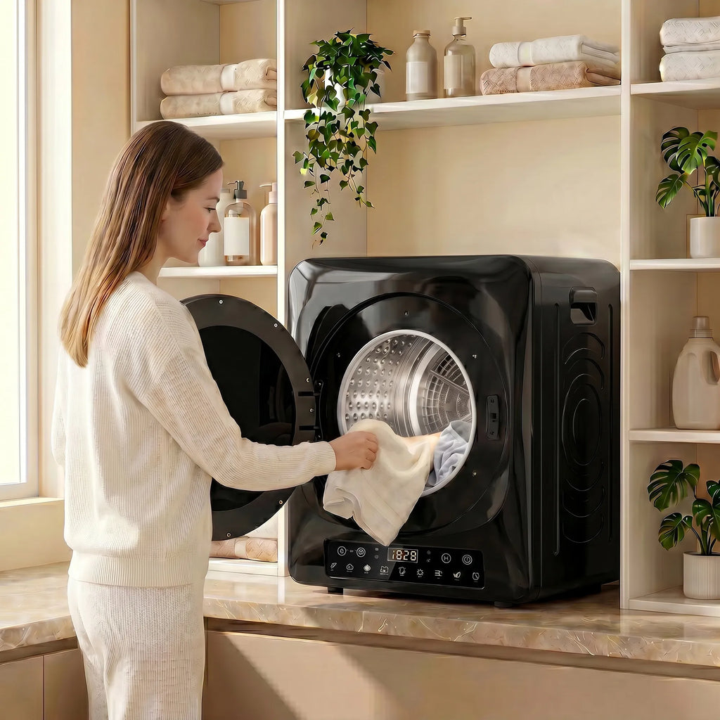 Kompaktinis džiovintuvas 1000 W su jutikliais 5 kg, juodas