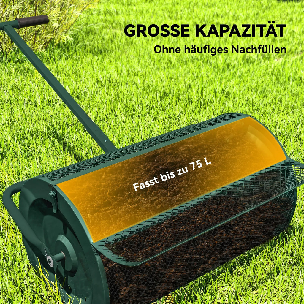 Komposto barstytuvas 75 l su reguliuojama rankena, žalias