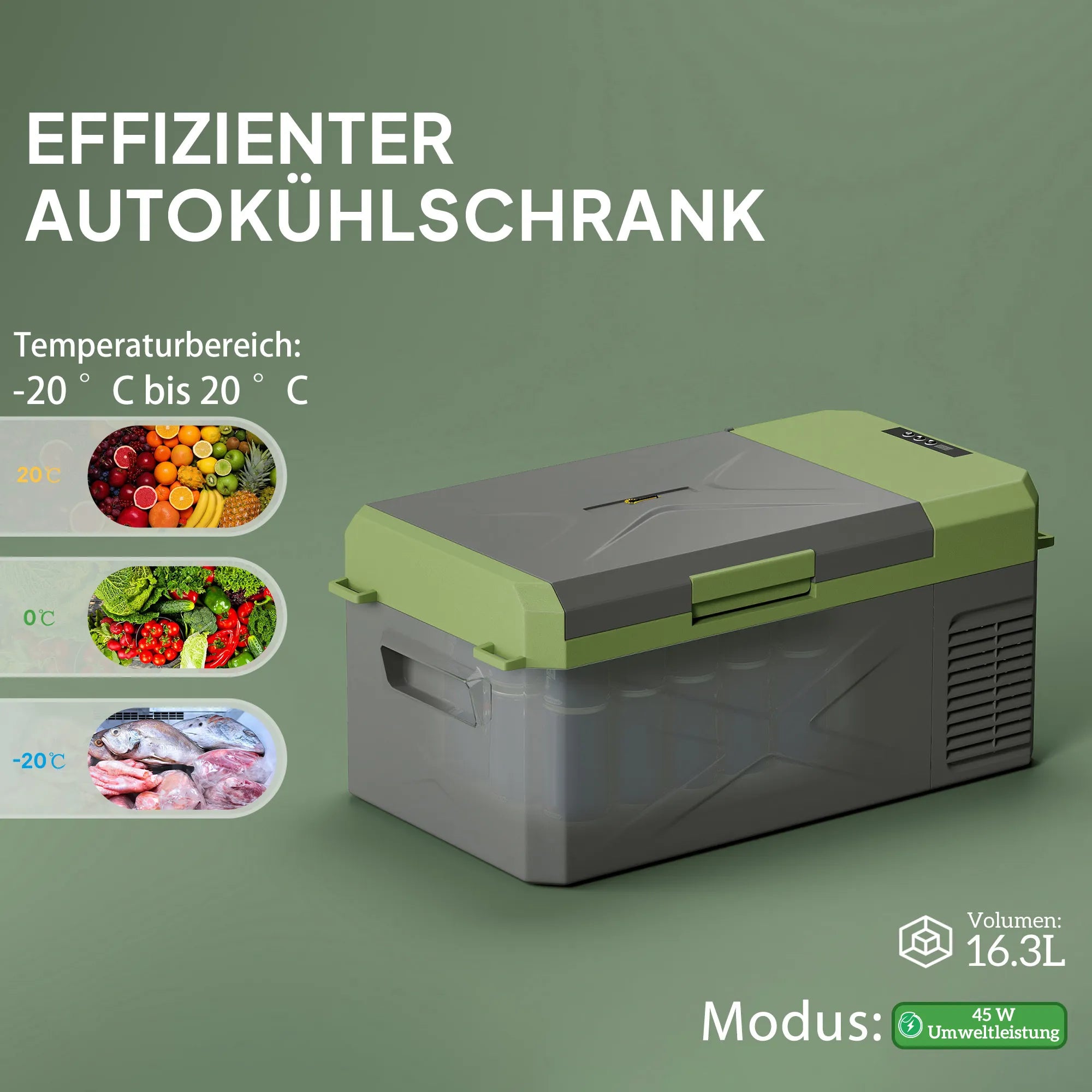 Kompresinė šaltkrepšio dėžė 16,3 l, pilkai žalia
