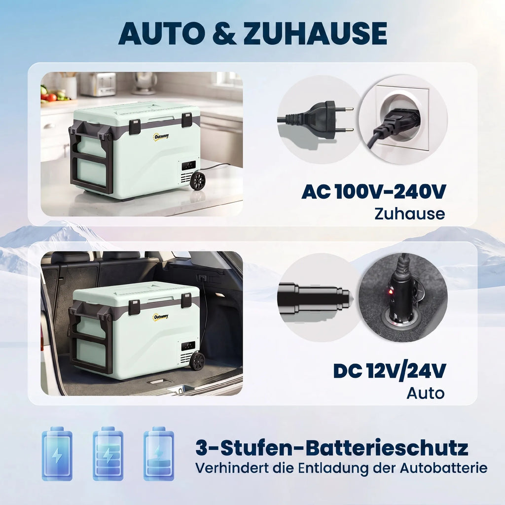 Kompresorinis automobilinis šaldytuvas 42,5L -20℃ su Bluetooth žalias