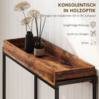 Konsolinis staliukas su apsauginiu rėmeliu, 100x30 cm, rudas