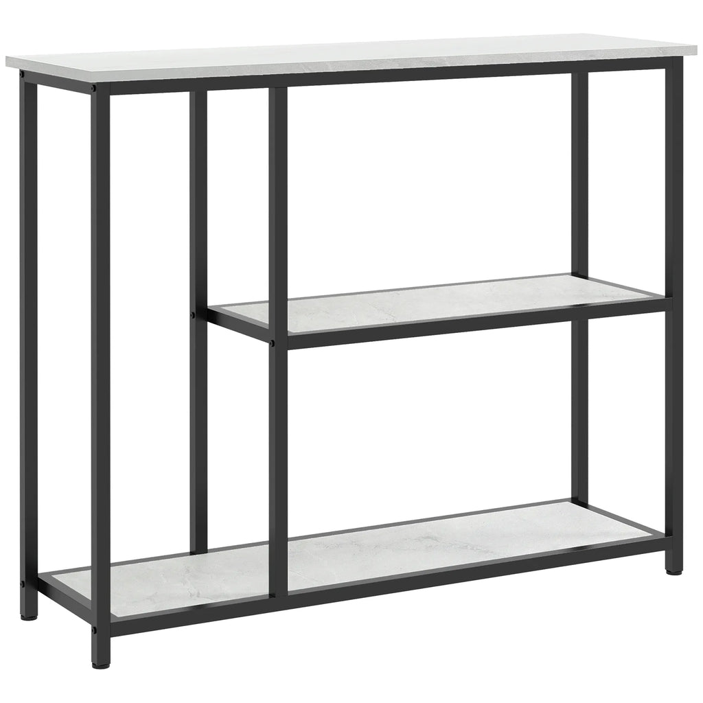 Konsolinis staliukas su lentynomis, 100 x 30 x 80 cm, baltas