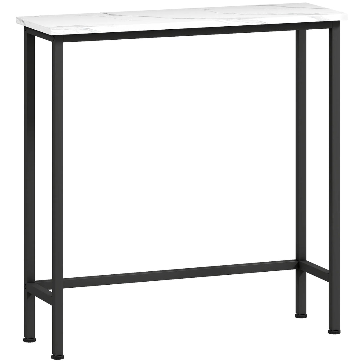 Konsolinis staliukas su marmuro imitacijos stalviršiu 75 × 24 × 76 cm juodas