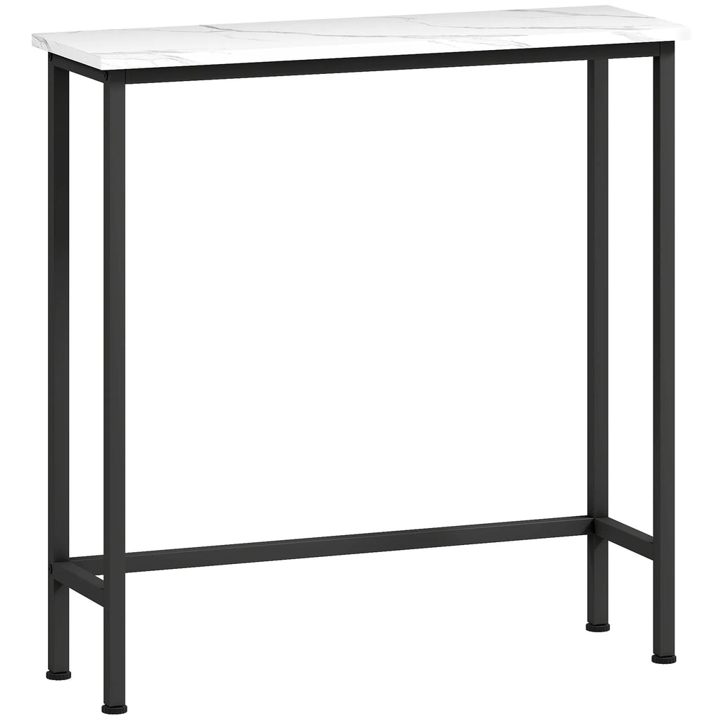 Konsolinis staliukas su marmuro imitacijos stalviršiu 75x24x76 cm juodas