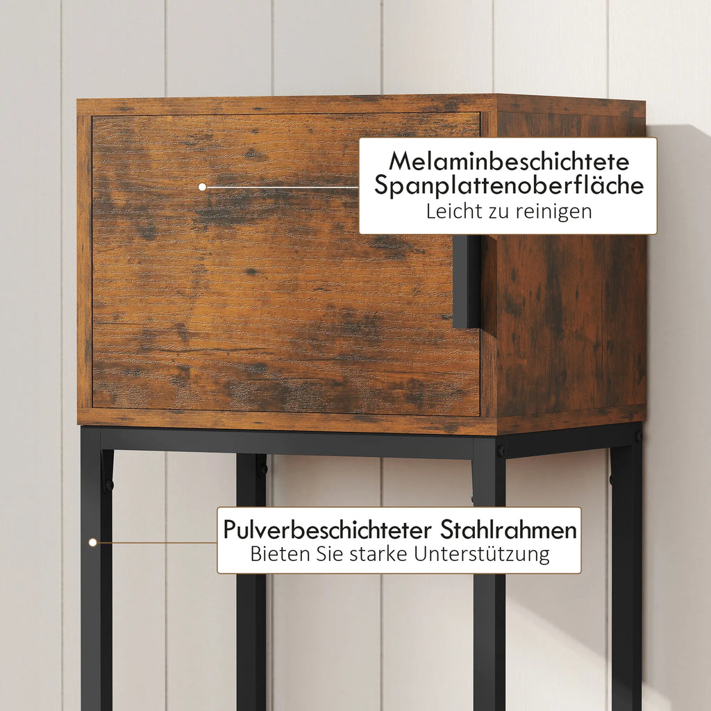 Konsolinis staliukas su spintele, industrinio stiliaus, 40x30x76 cm, rudas