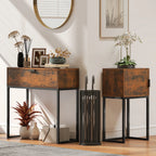 Konsolinis staliukas su spintele, industrinio stiliaus, 40x30x76 cm, rudas